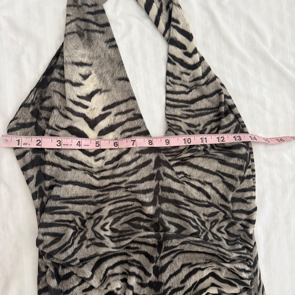 Zara Black and Silver Animal-Print Halter Maxi Dress - Picture 4 of 7